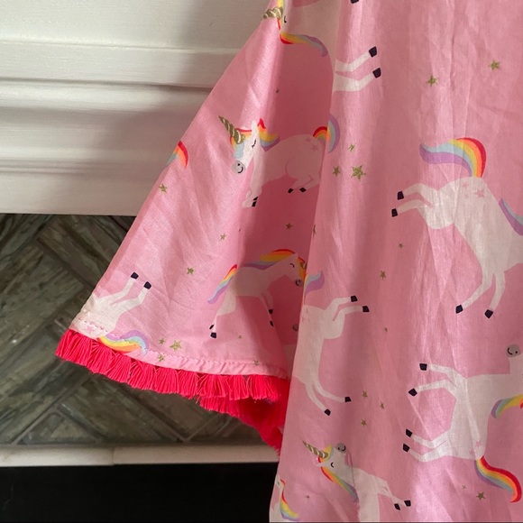 π¦πNWT Unicorns CAT & JACK Swim Beach COVER UP w/ HOT PINK TASSELS XL 14/16 - Picture 7 of 16